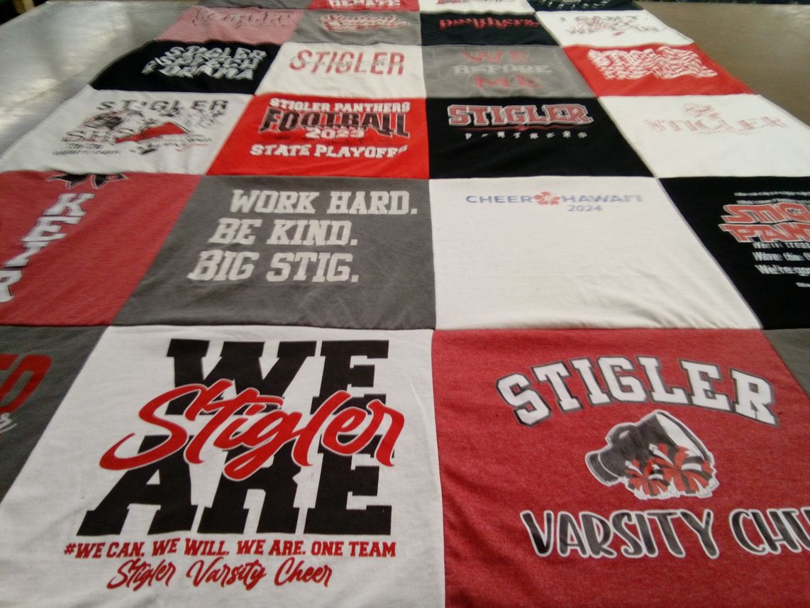 T-shirt quilt featuring stigler panthers football by Tabitha from OK