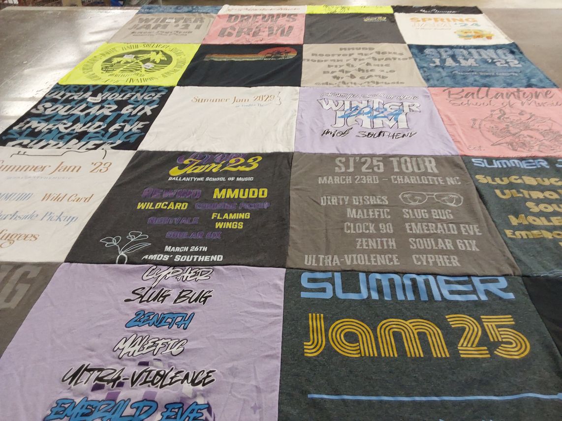 T-shirt quilt with music, events themes by Jennifer from SC