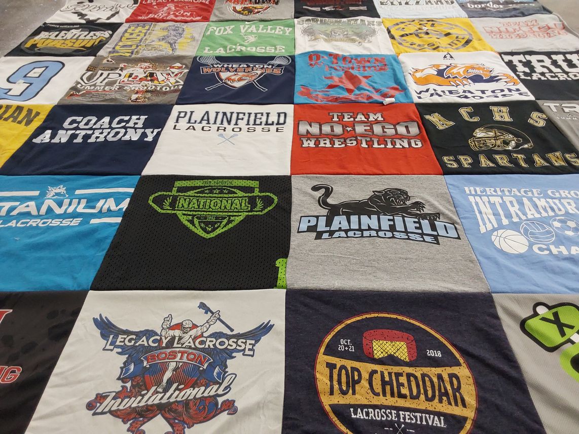 T-shirt quilt featuring nchs spartans, team no ego wrestling by Elisa from IL