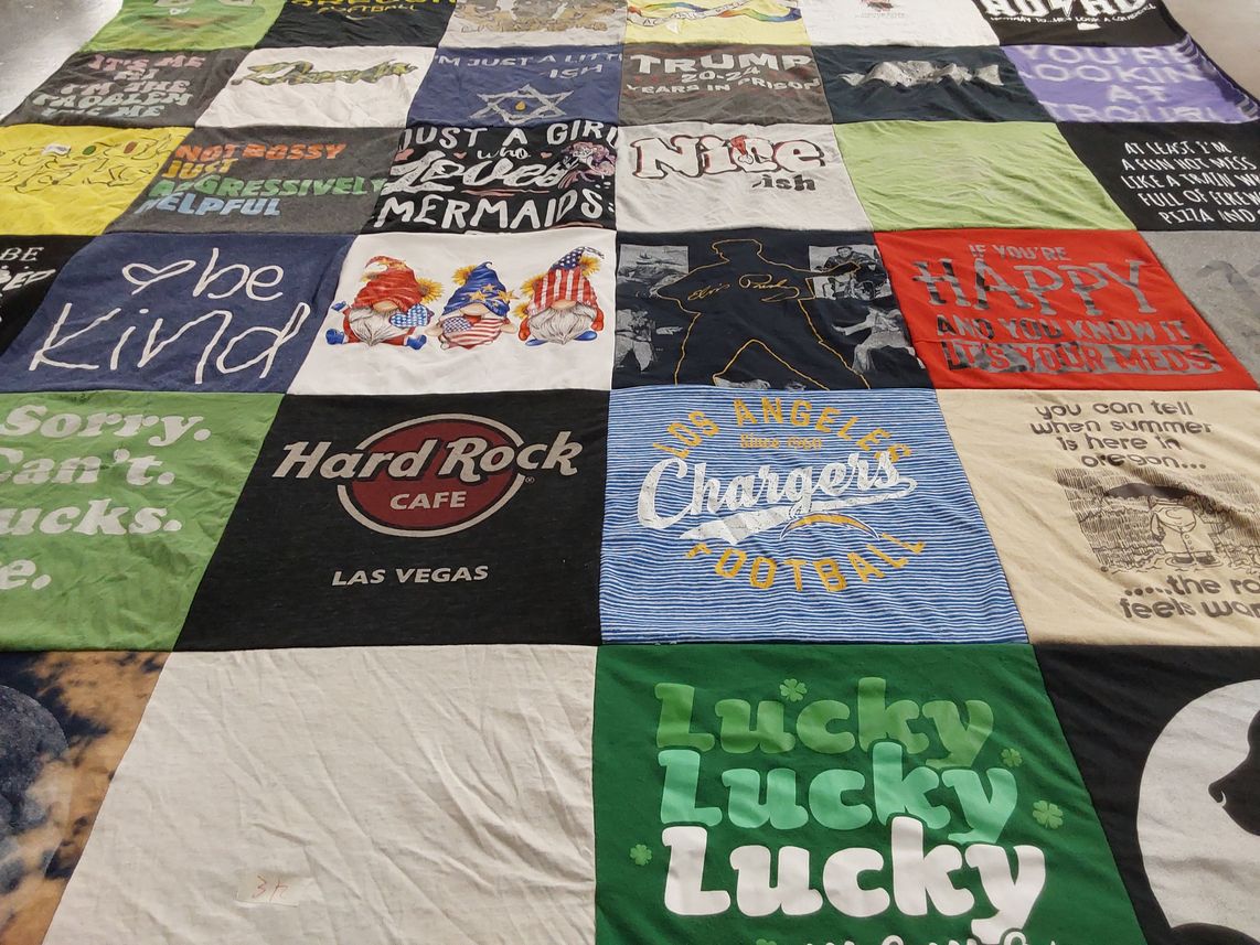 T-shirt quilt featuring los angeles chargers football by Vikki from OR