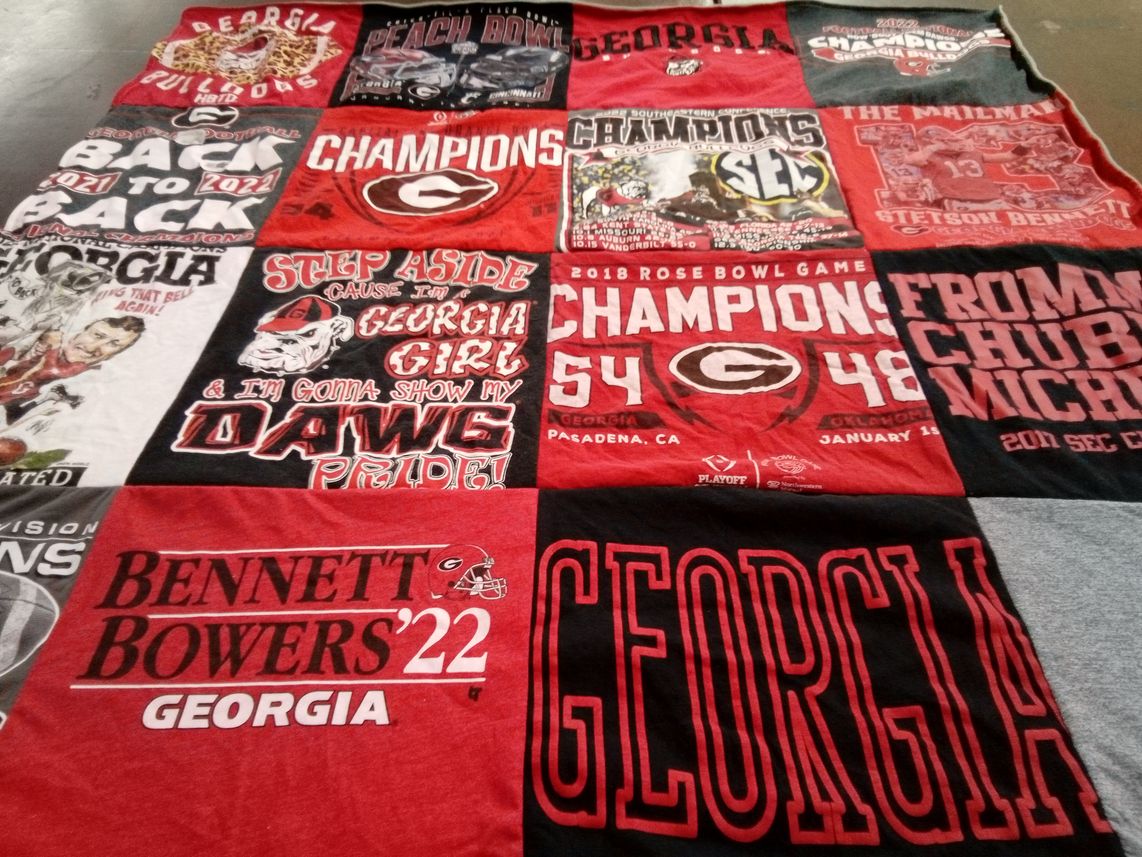 T-shirt quilt featuring georgia bulldogs by Gina from GA