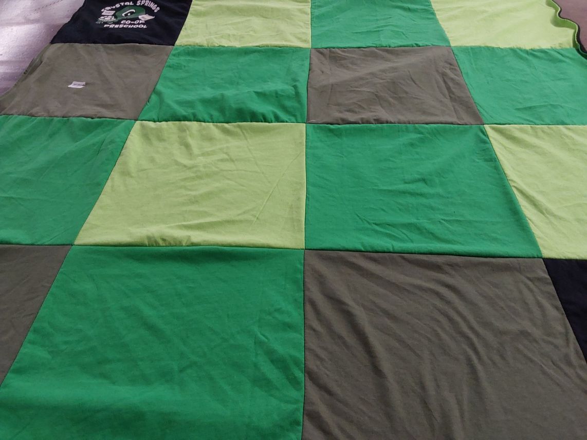 T-shirt quilt from crystal springs preschool by Jeffrey from WA