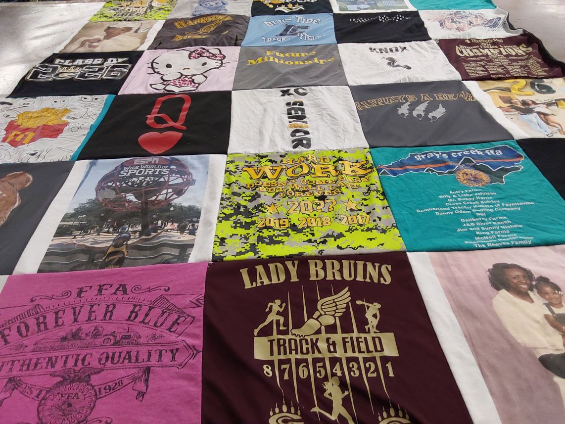 T-shirt quilt featuring lady bruins track and field by Bernadette from NC