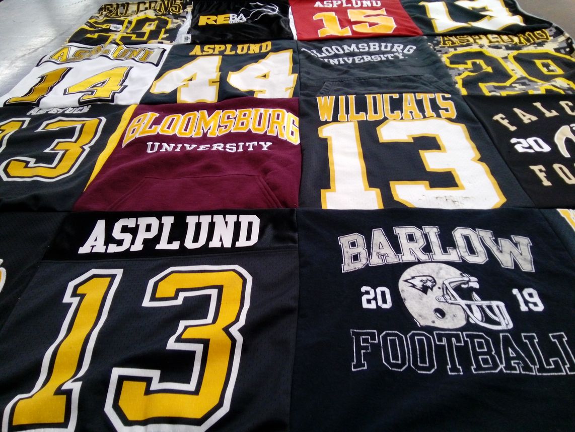 T-shirt quilt featuring barlow football by Carol from CT