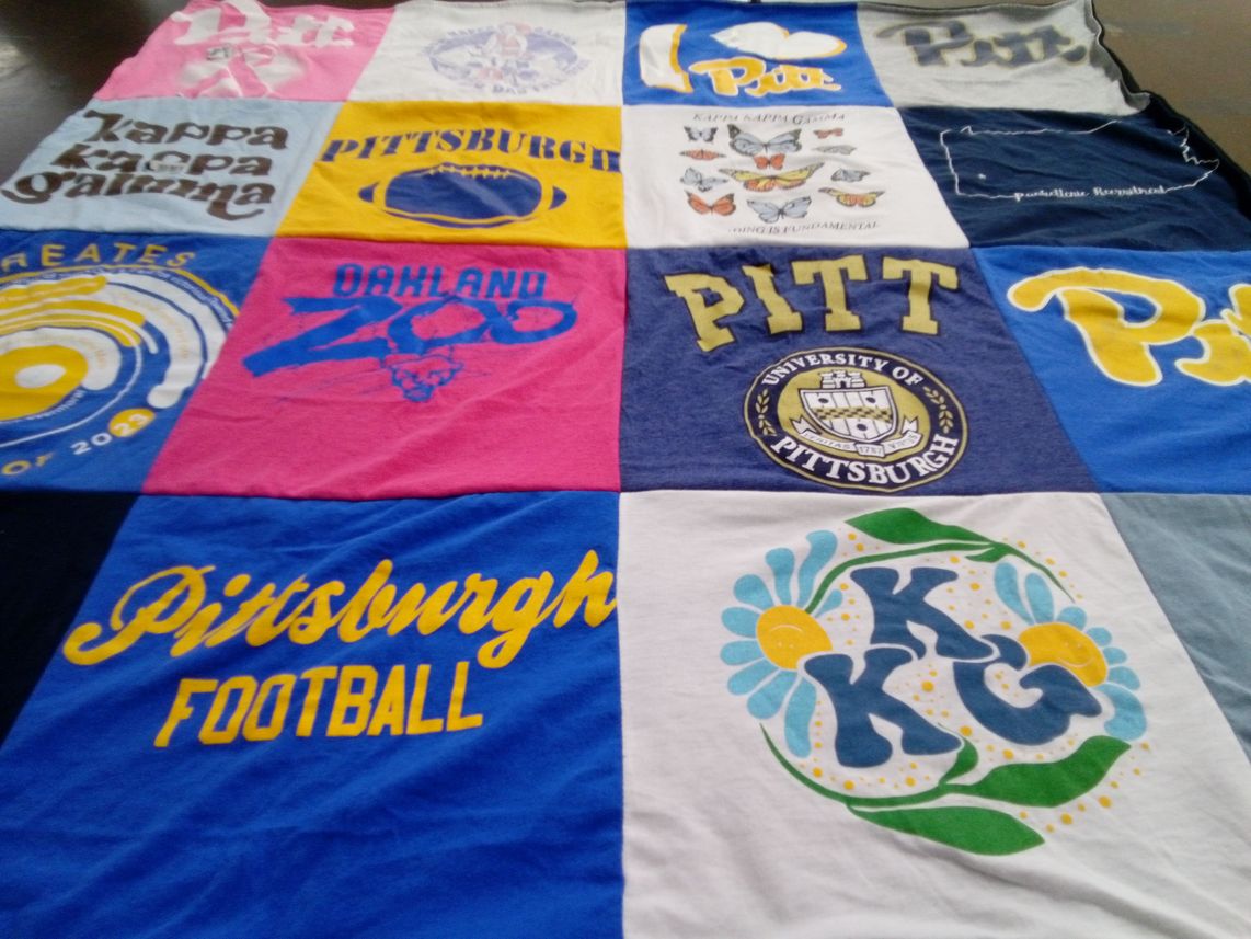 T-shirt quilt from university of pittsburgh by Lorena from NY