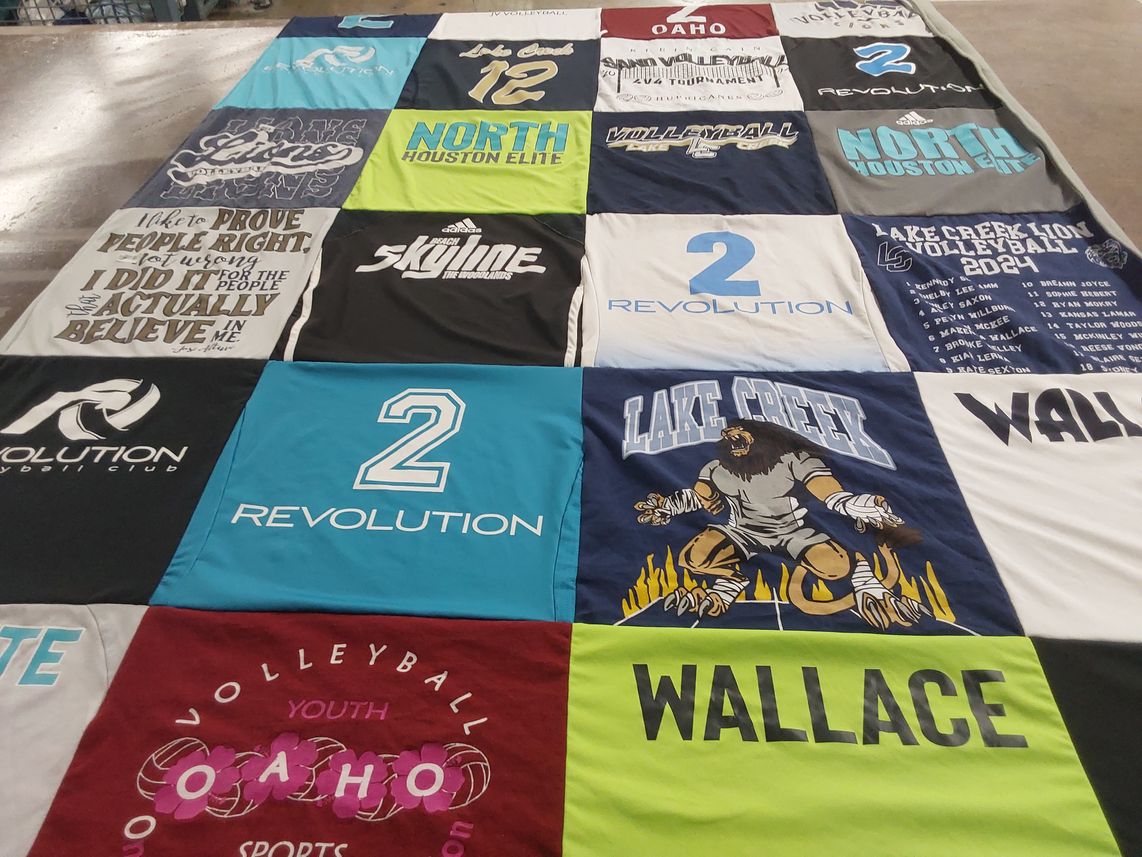 T-shirt quilt from lake creek high school by Julia from TX