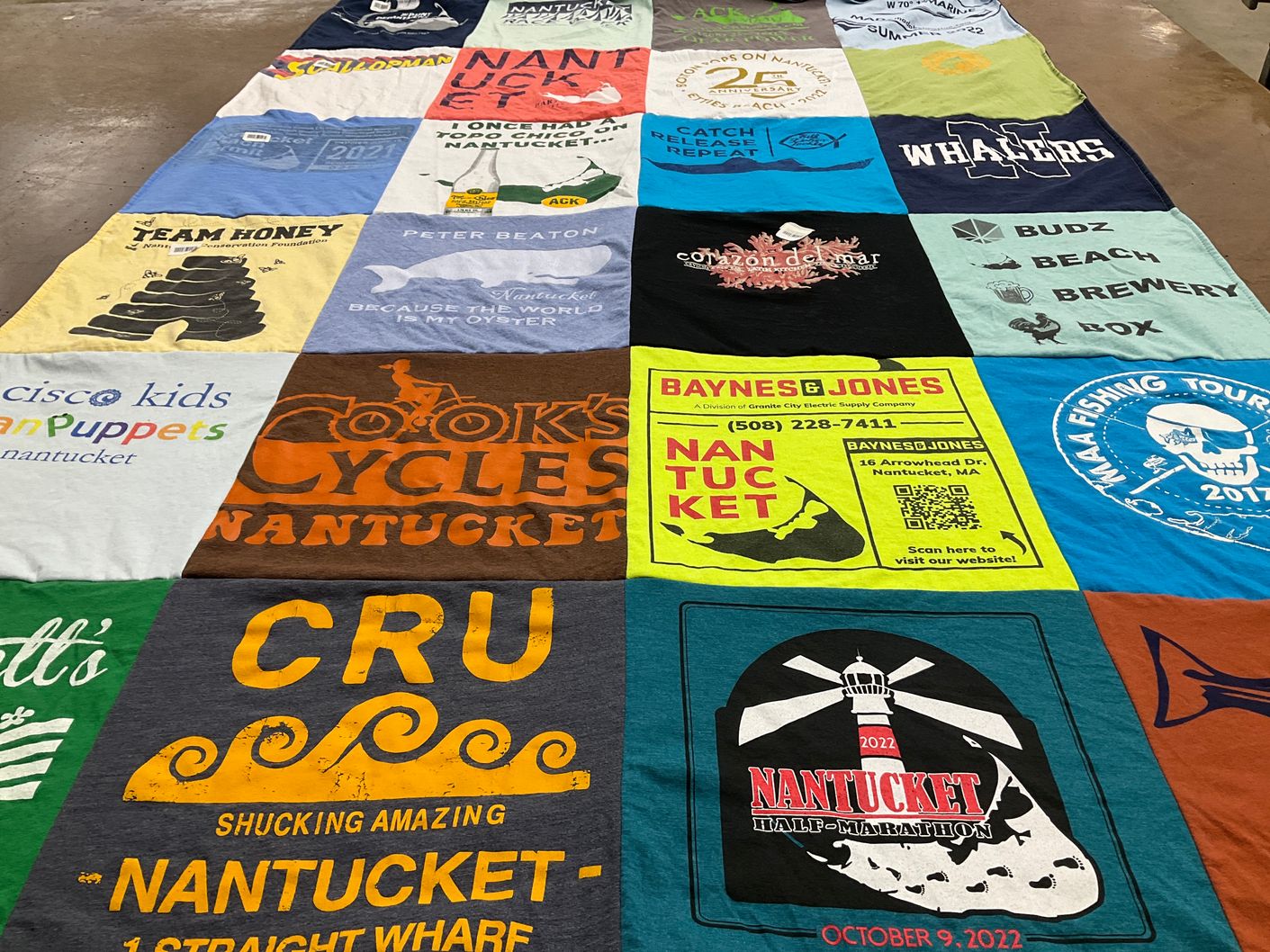 T-shirt quilt featuring whalers by Saralyn from NH