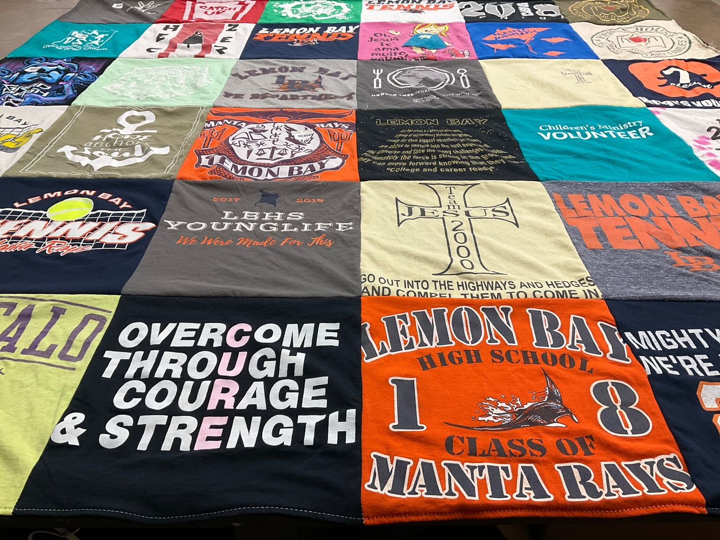 T-shirt quilt featuring lemon bay high school tennis by Lisa from FL
