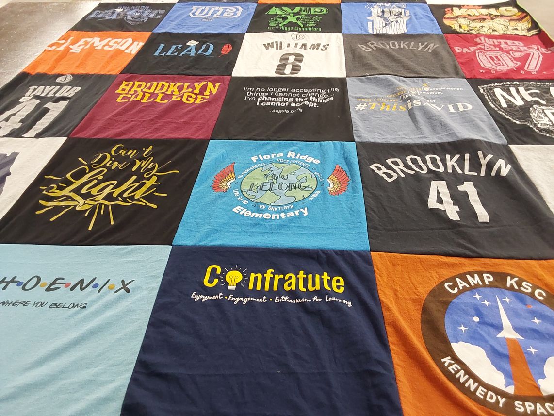 T-shirt quilt from brooklyn college by Jamila from FL