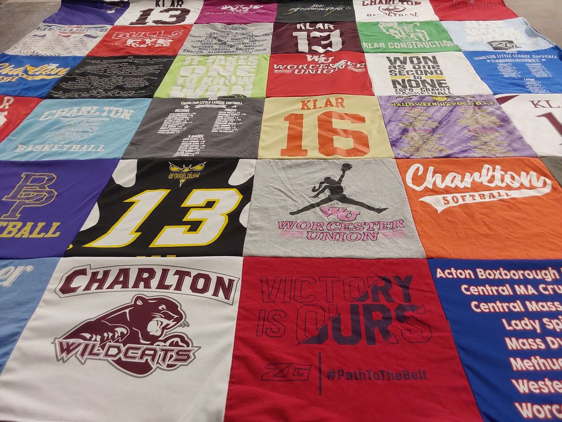 T-shirt quilt featuring charlton wildcats by Justin from MA