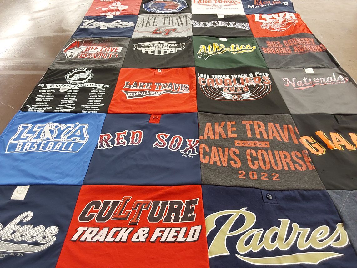 T-shirt quilt featuring lake travis cavaliers, yankees by LESLEA from TX