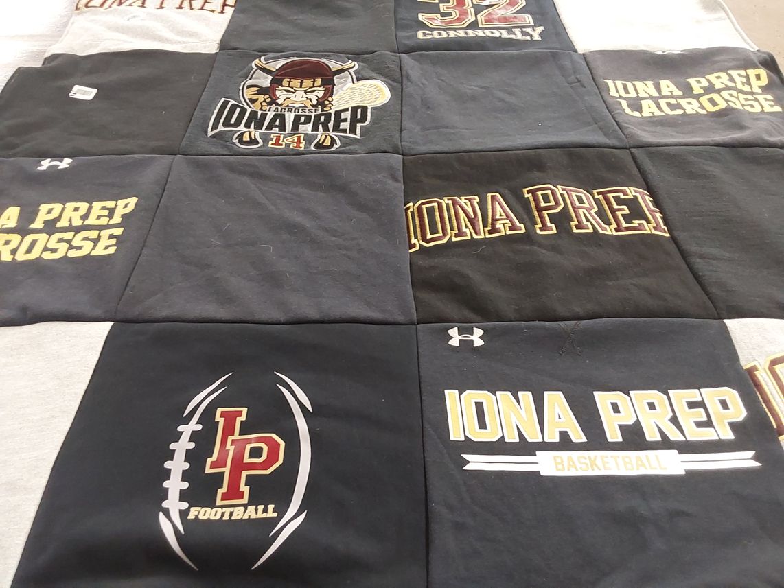 T-shirt quilt from iona preparatory school by Simone from NY