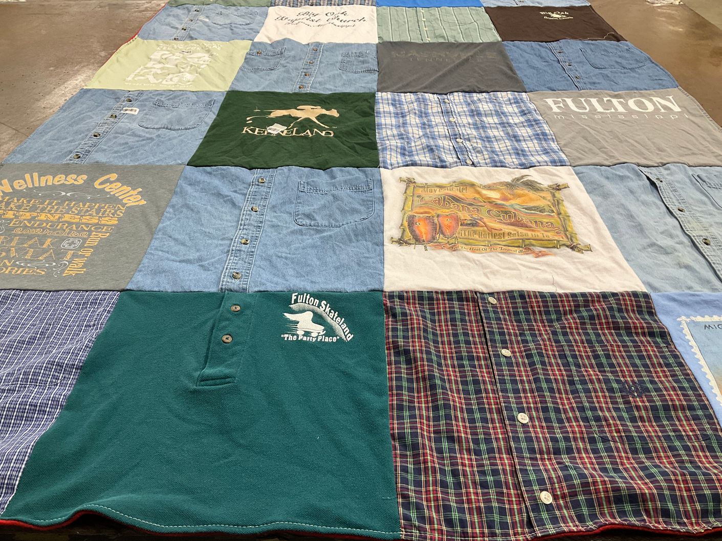 T-shirt quilt with wellness, skateboarding themes by Kayla from MS