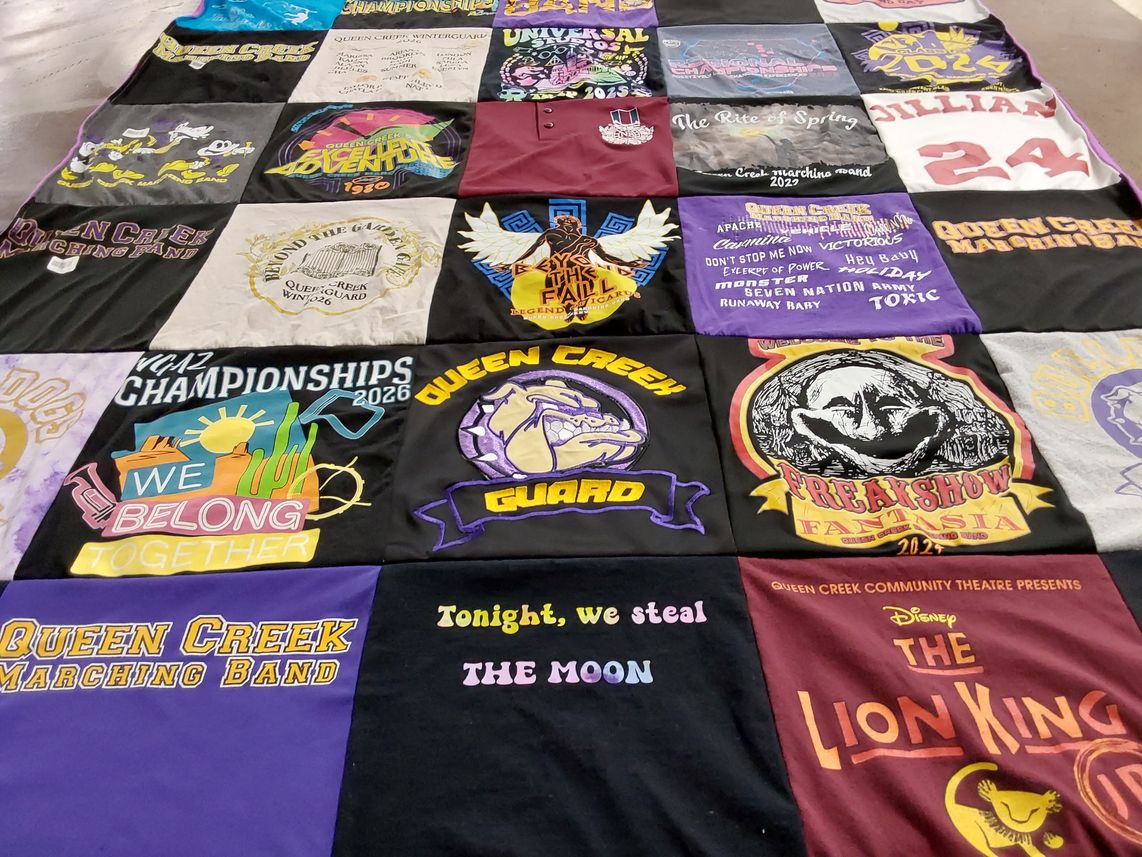 T-shirt quilt from queen creek high school by Jenny from AZ