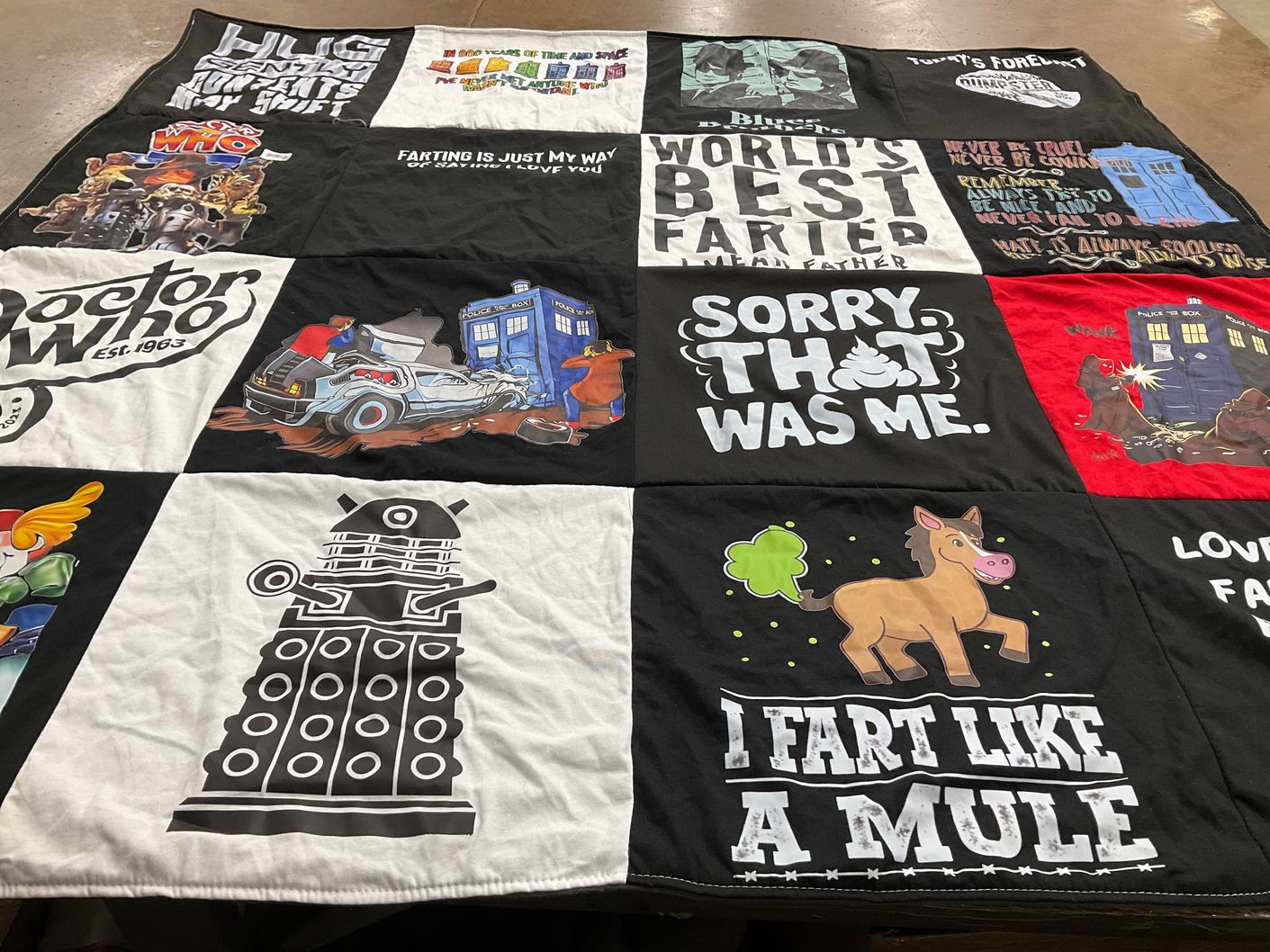 T-shirt quilt with humor, tv shows themes by Kristina from WI