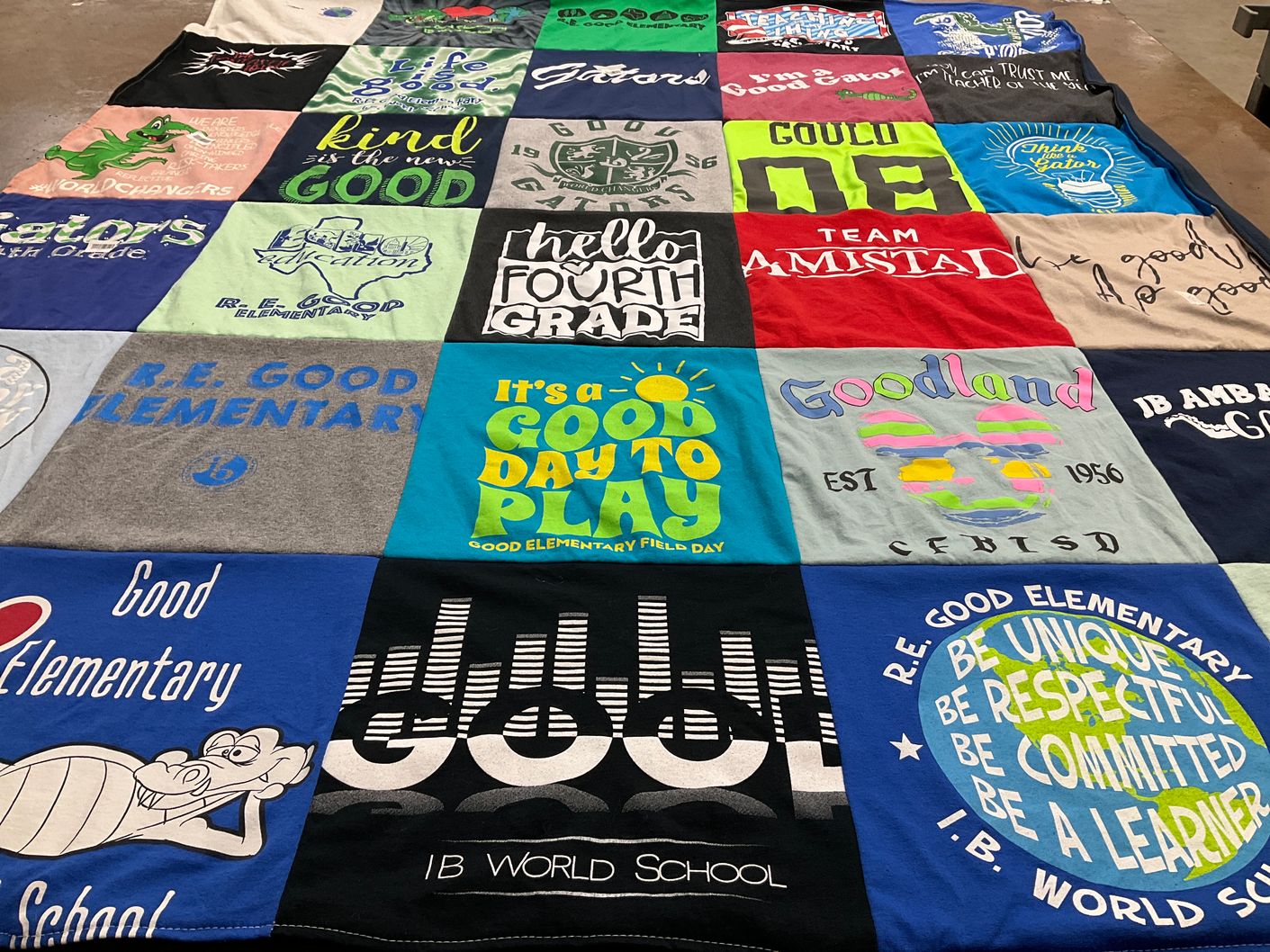 T-shirt quilt from r.e. good elementary school, jb ambassadord school by Sarah from TX