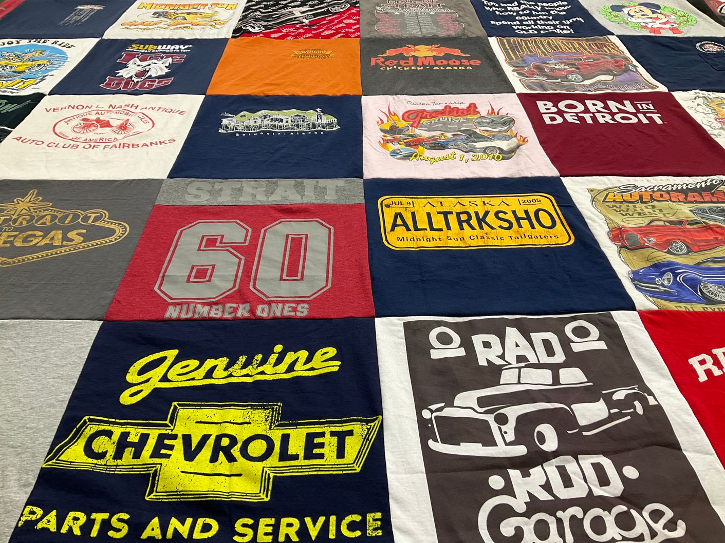 T-shirt quilt with cars, automobiles themes by THERESA from AK