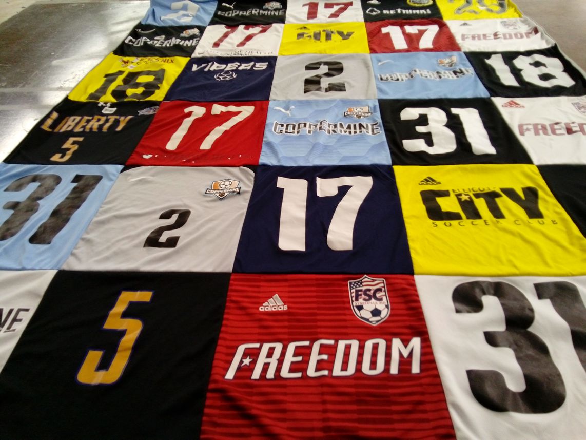 T-shirt quilt featuring city soccer club by Katrina from MD