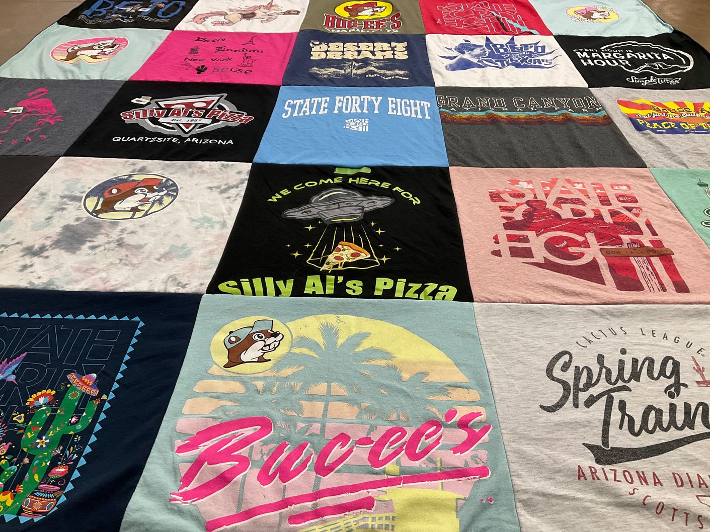 T-shirt quilt with travel, food themes by Kim from NY