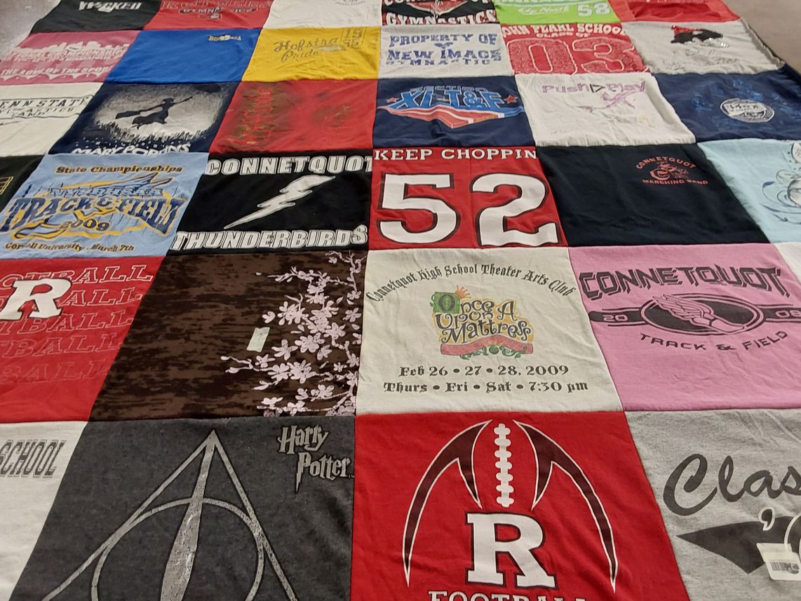 T-shirt quilt featuring connetquot high school football by Lisa from NY