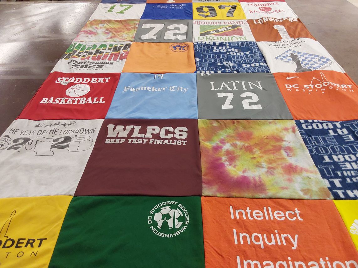 T-shirt quilt featuring stoddert basketball by Nia from DC
