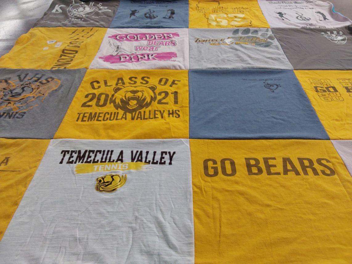 T-shirt quilt from temecula valley high school by Christine from CA
