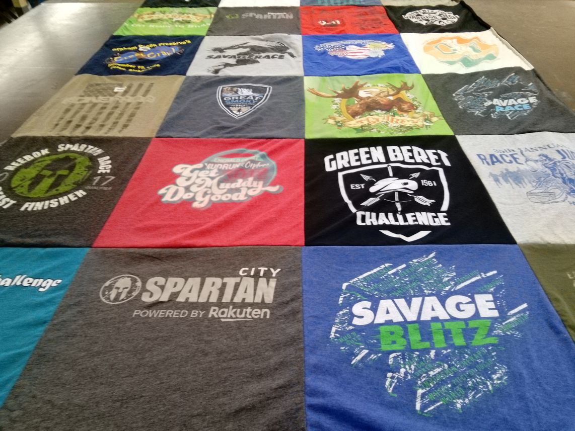 T-shirt quilt with running, fitness themes by Craig from FL