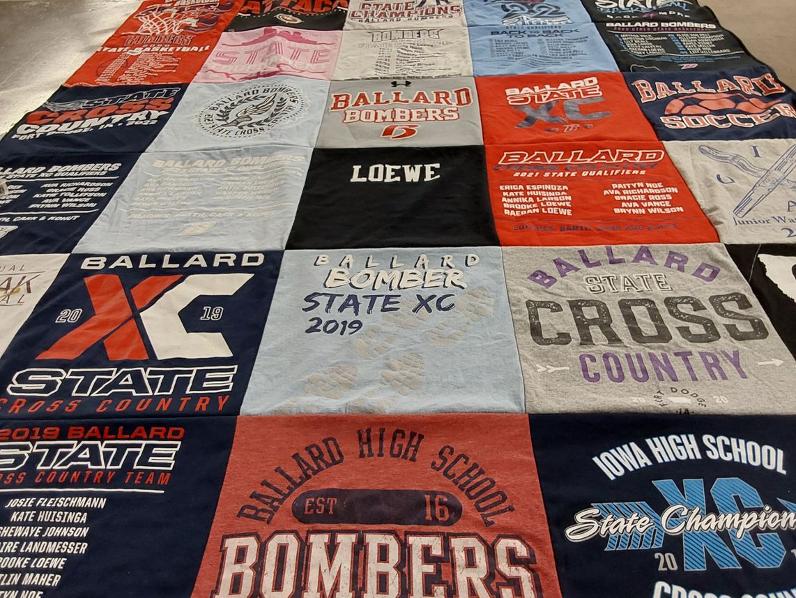 T-shirt quilt featuring ballard cross country team by Lacey from IA