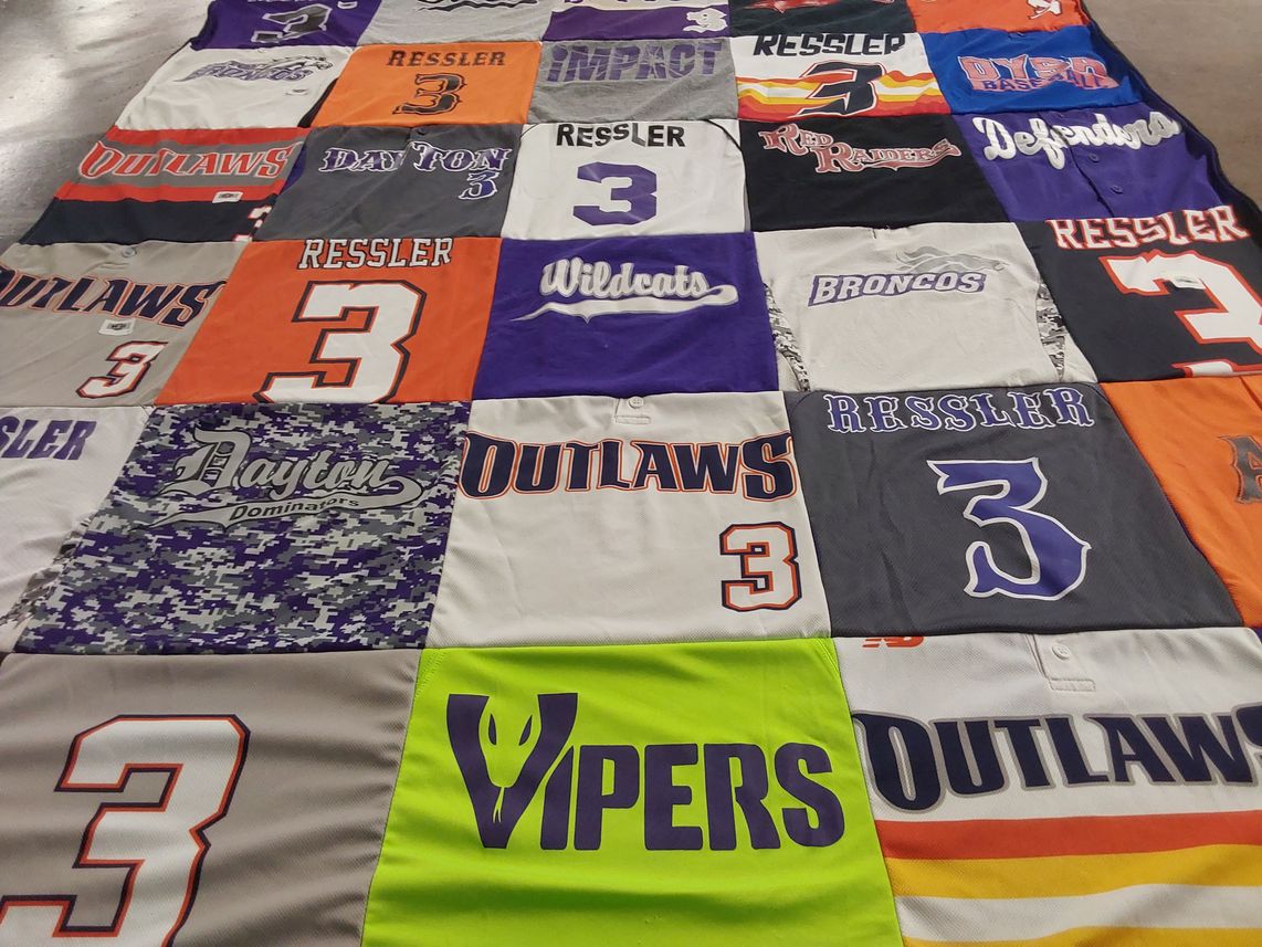 T-shirt quilt featuring outlaws, wildcats by LAURA from TX