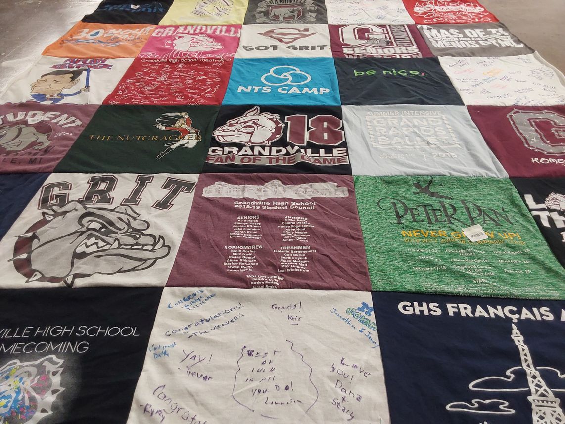 T-shirt quilt from grandville high school by Lanette from MI