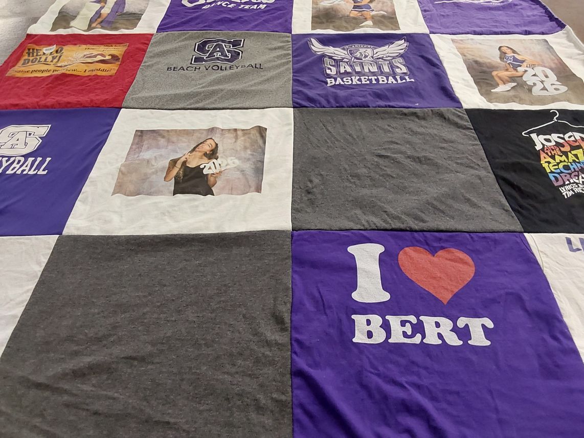 T-shirt quilt featuring california saints basketball, beach volleyball by Natalie from CA