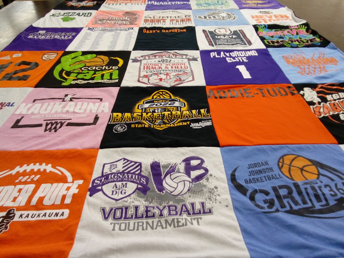 T-shirt quilt featuring kaukauna girls basketball camp by Jenny from WI