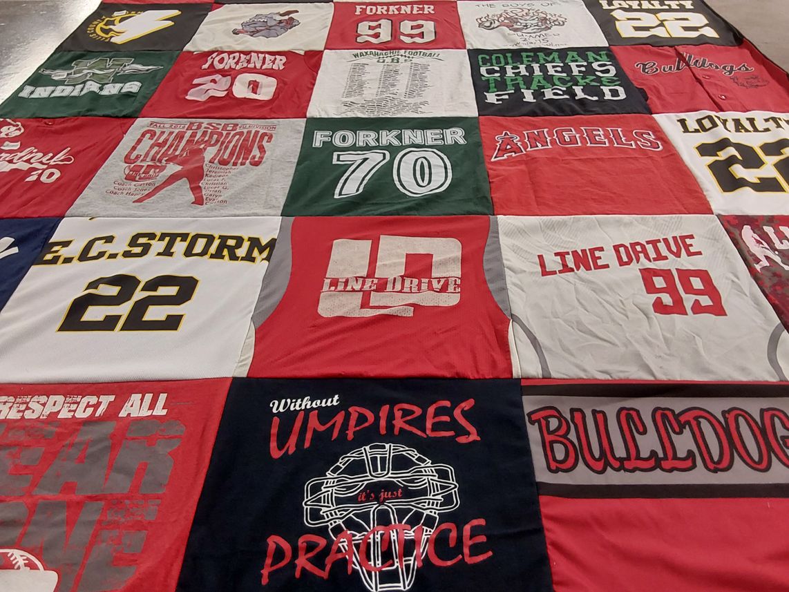 T-shirt quilt featuring east central storm, coleman chiefs by Shannon from TX