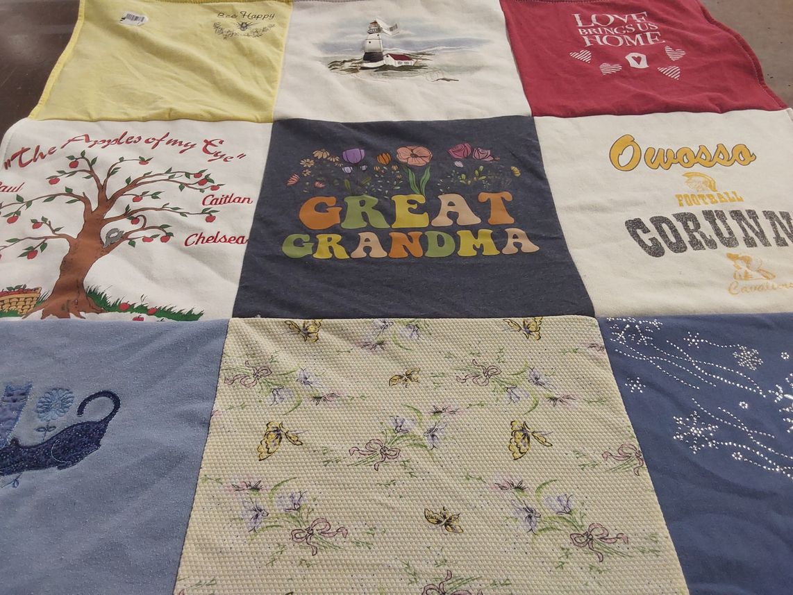 T-shirt quilt from owasso high school, corunna high school by Wendy from AZ
