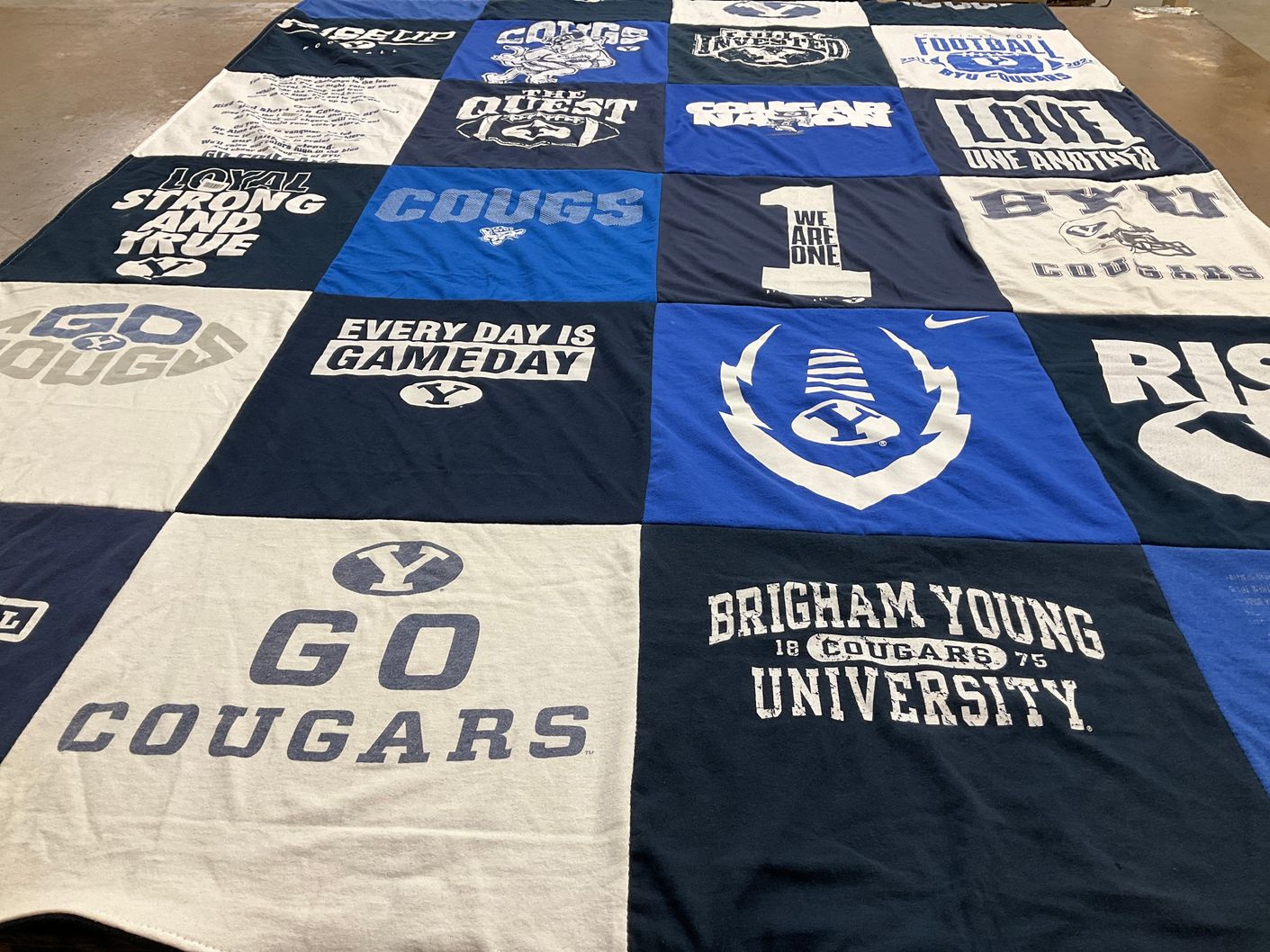 T-shirt quilt featuring brigham young university cougars by Jacquelyn from UT
