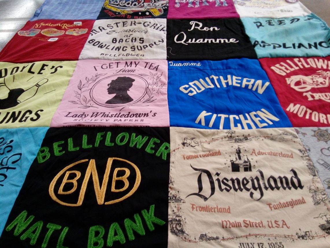 T-shirt quilt with food, cooking themes by Ronda from TX