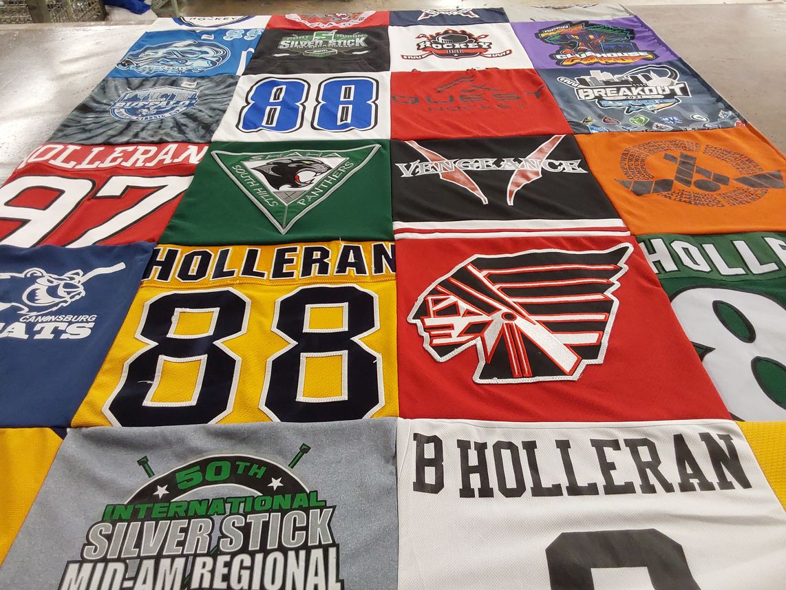 T-shirt quilt featuring cannonsburg cats, south hills panthers by Danielle from PA