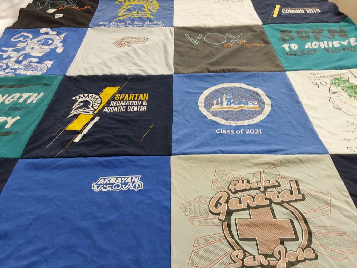 T-shirt quilt from san jose state university by Tyra from CA