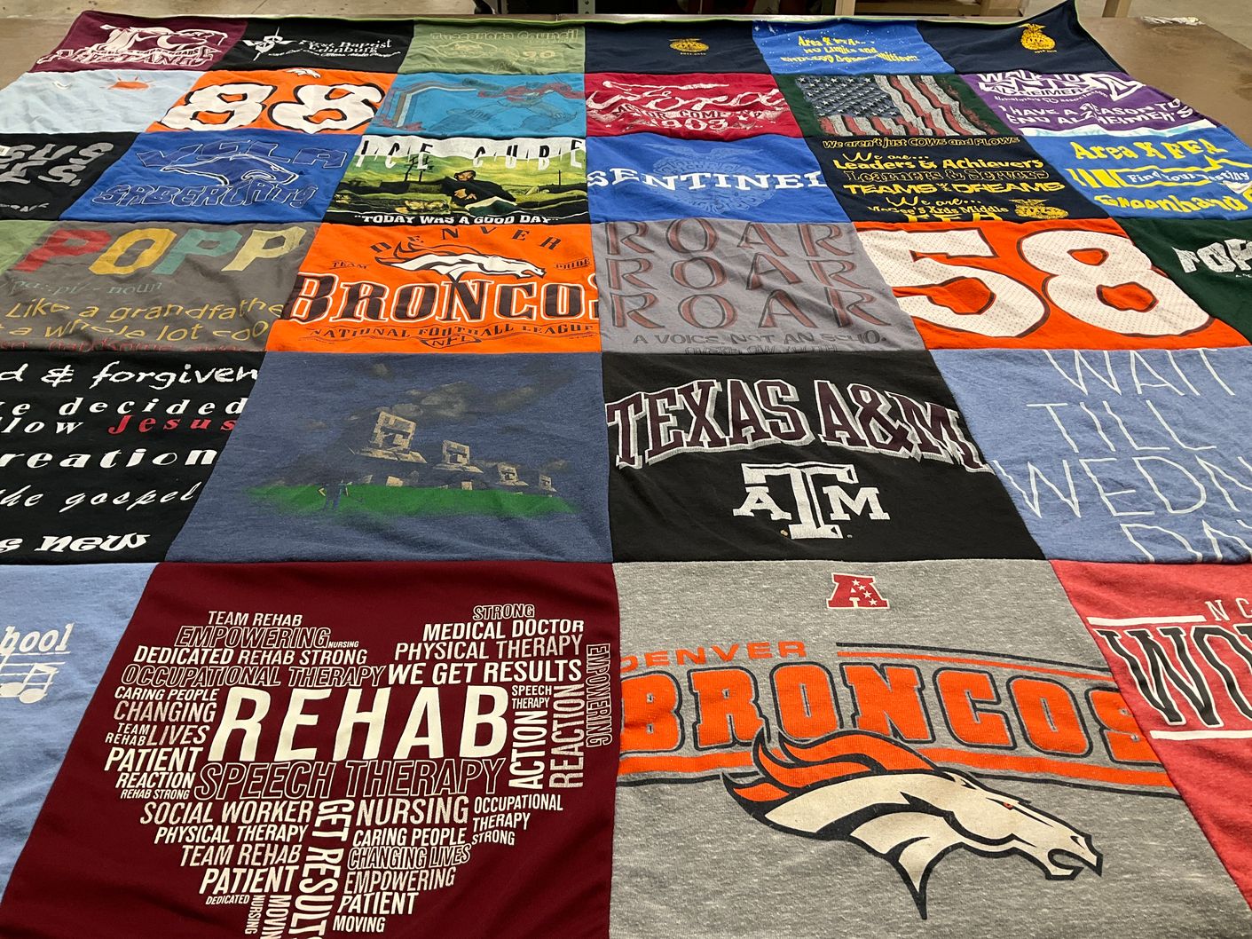 T-shirt quilt featuring denver broncos by Janice from NC