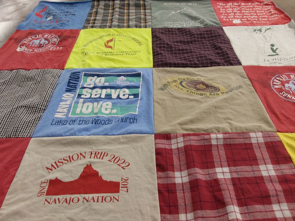T-shirt quilt with community service, mission trips themes by Robert from VA