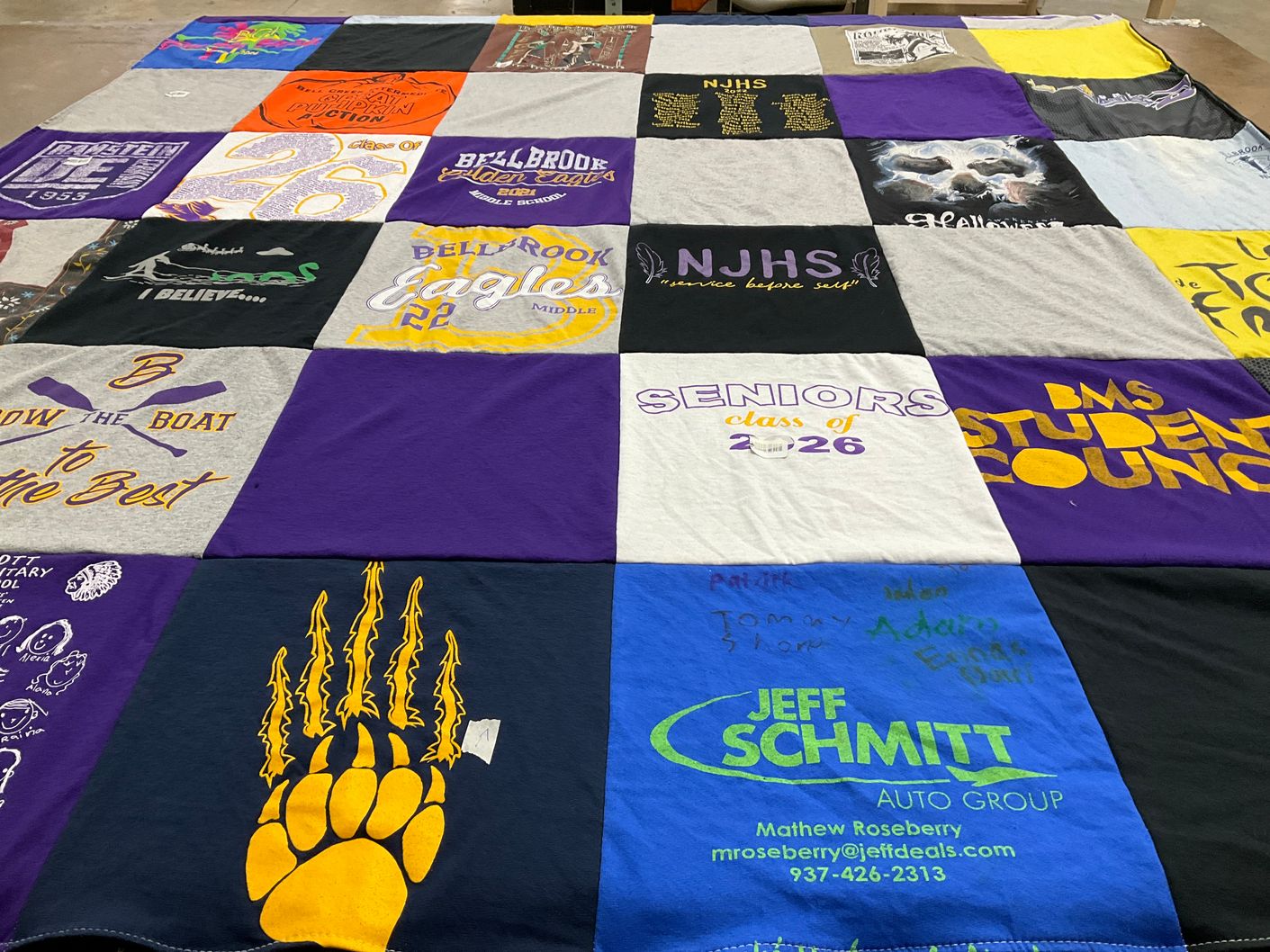 T-shirt quilt featuring bellbrook middle school eagles by Tara from OH
