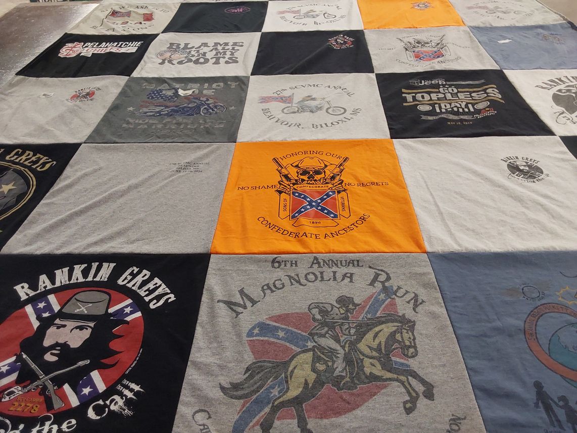 T-shirt quilt with historical events, motorcycles themes by William from MS