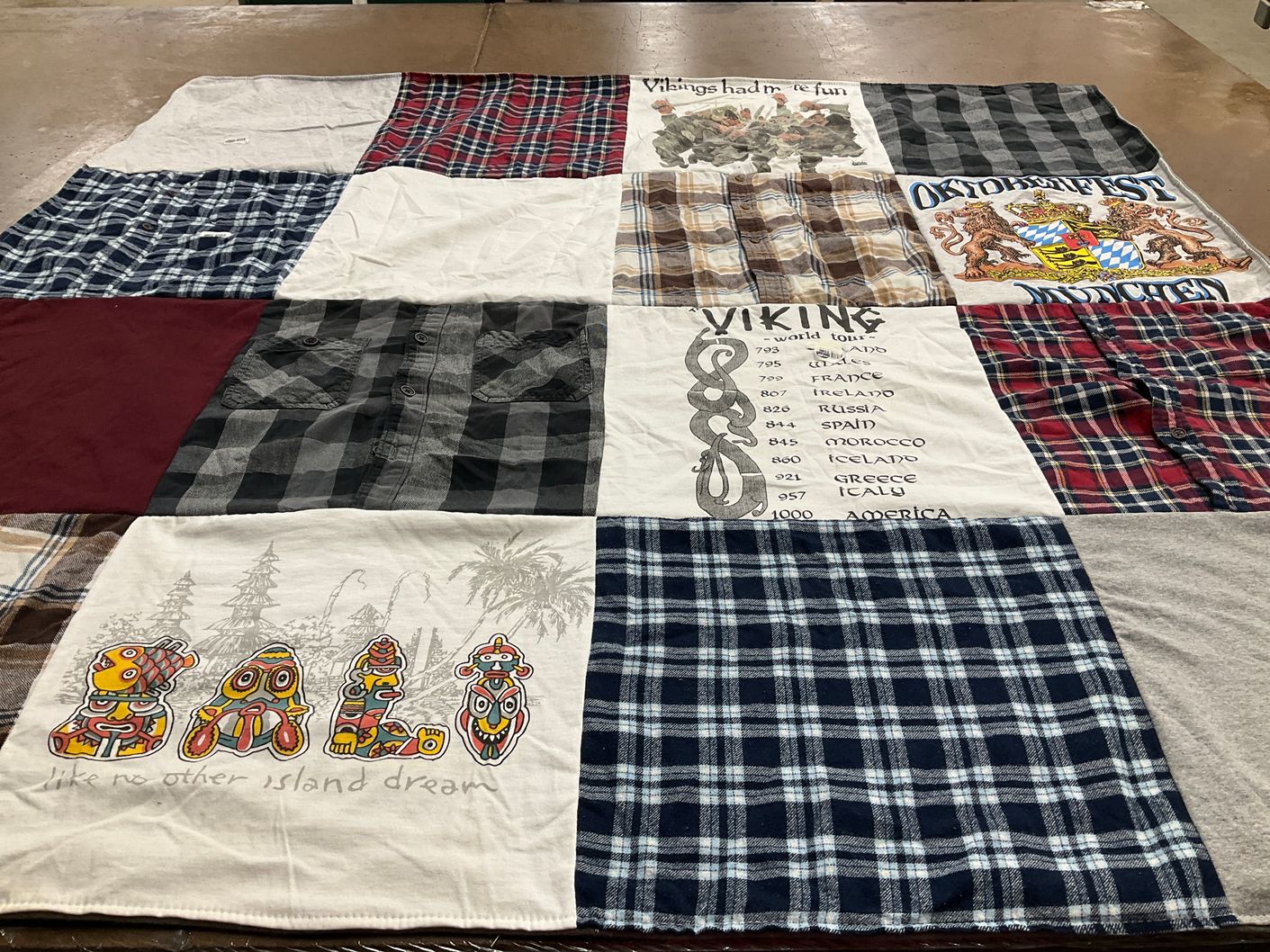 T-shirt quilt with travel, culture themes by Dee from NY