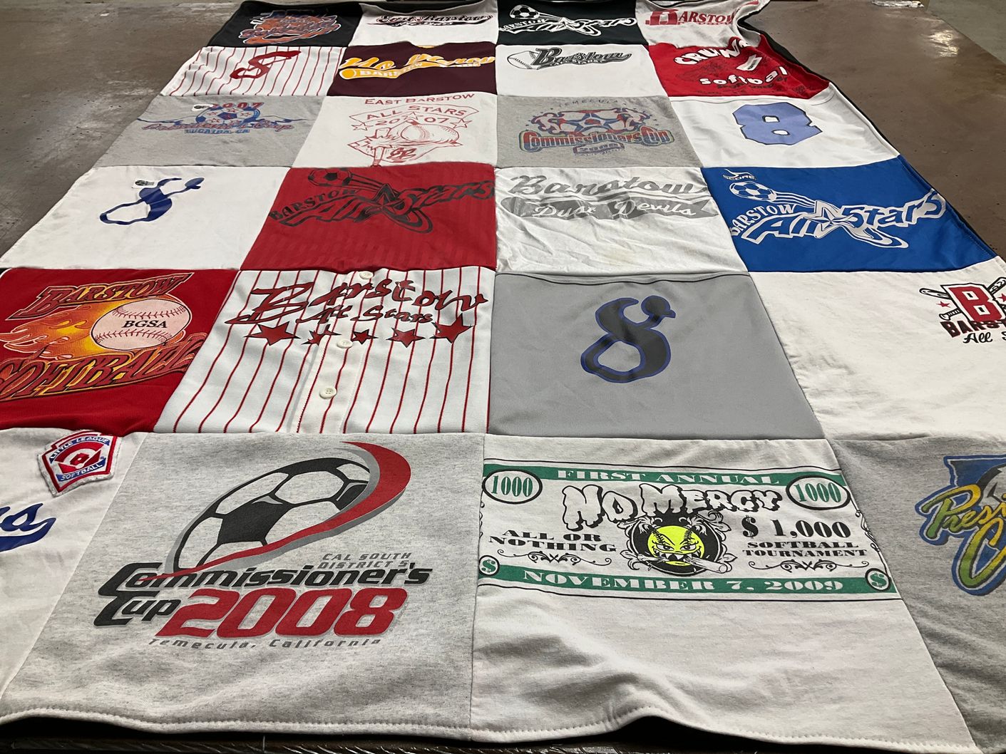 T-shirt quilt featuring barstow youth baseball by Jennifer from CA