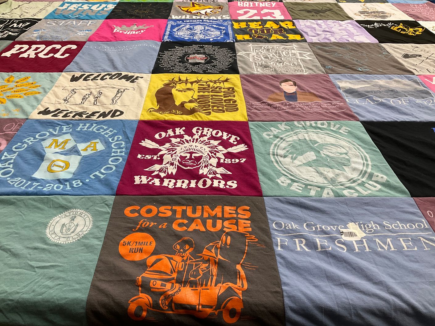 T-shirt quilt featuring oak grove warriors by Jonathan from SC