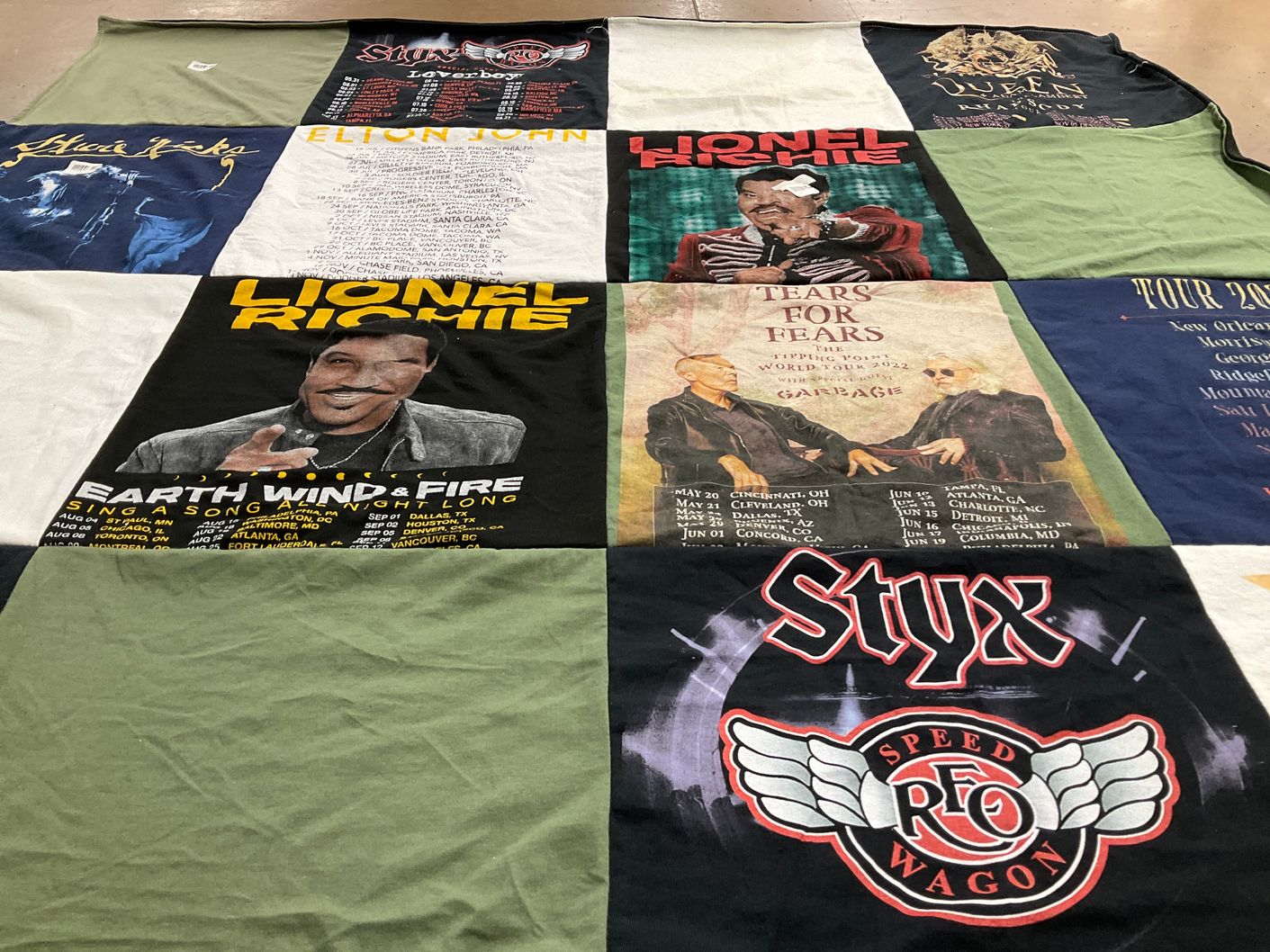 T-shirt quilt with music, concerts themes by AMANDA from CA