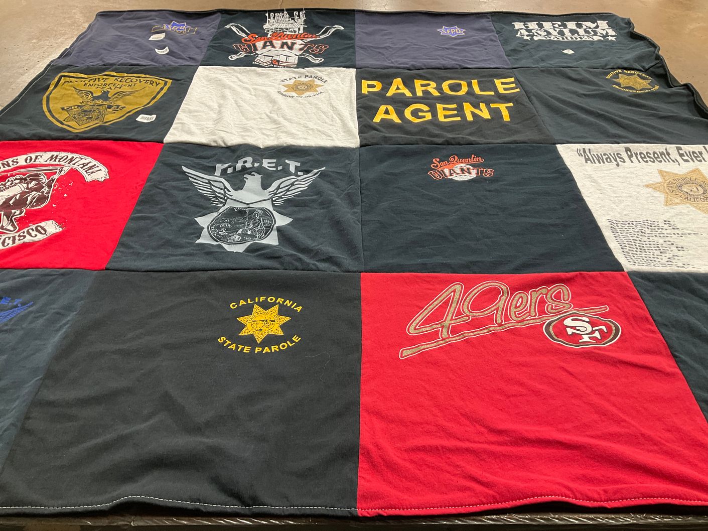 T-shirt quilt featuring san francisco 49ers, san quentin giants by Andrea from CA