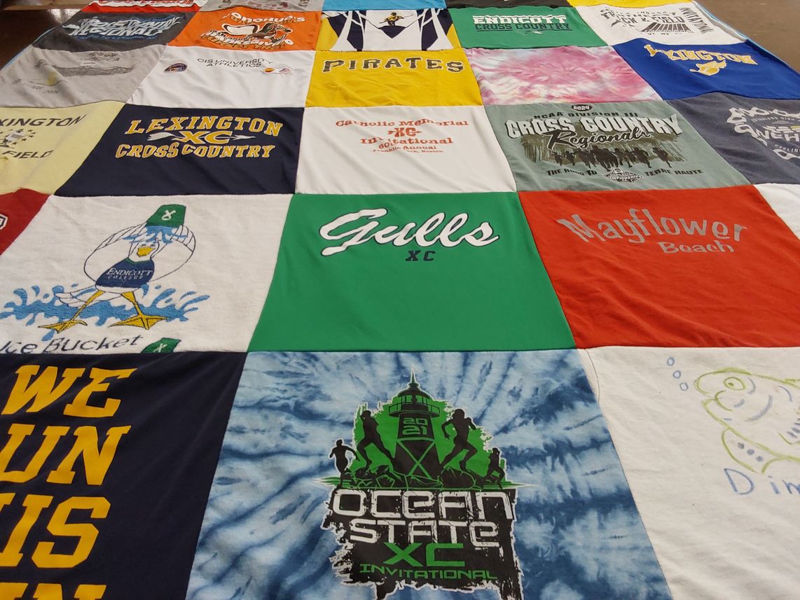 T-shirt quilt featuring endicott college cross country, lexington high school cross country by Nicole from MA
