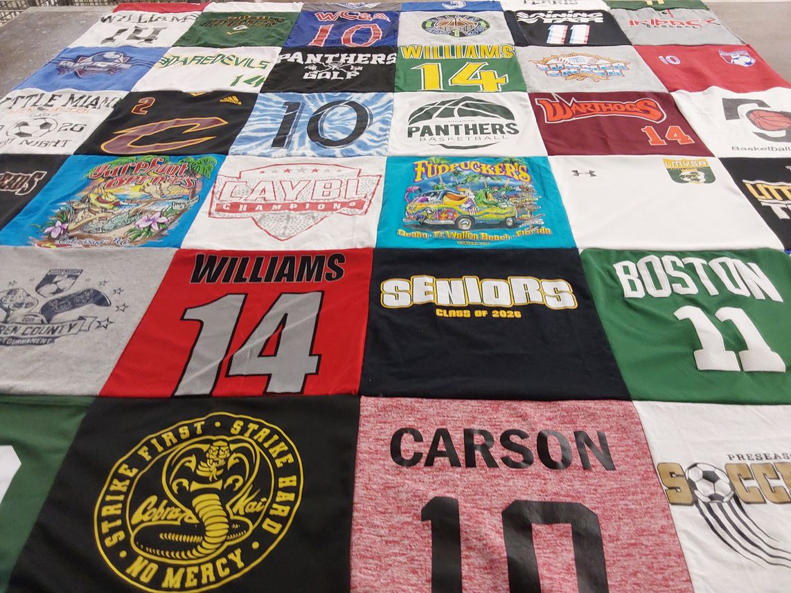 T-shirt quilt featuring coventry panthers, williams panthers by Jennifer from OH