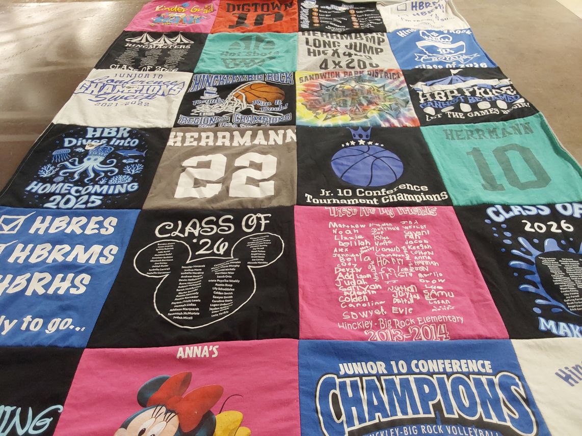 T-shirt quilt featuring hinckley-big rock volleyball by Emily from IL